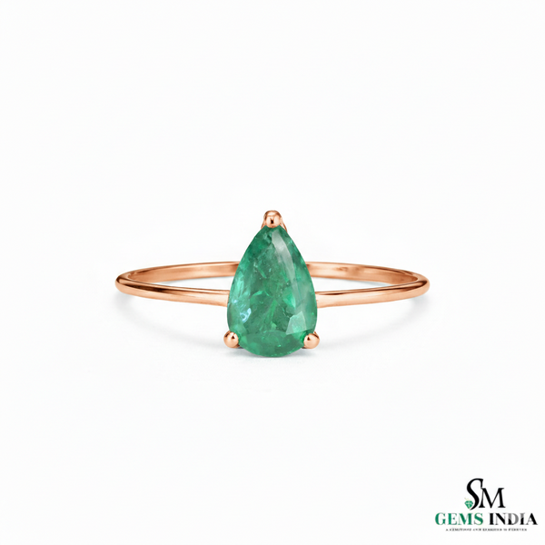 2 Karat Herzform-Smaragd- und Diamantring aus 14 Karat Gold, Smaragd-Verlobungsring