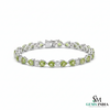 Green Heart Cut Gemstone & Diamond Gold Tennis Bracelet - Heart Jewelry