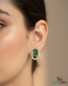 Oval Cut Emerald Diamond Drop Earrings – Timeless Emerald Halo Earrings