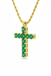 2.10 carat Elegant Round Natural Emerald Cross Pendant Faith Jewelry Gift