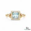 Princess Cut Aquamarine Diamond Ring for Women - Gift For Her
