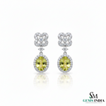 Green Oval Peridot & Diamond Luxury Drop Earrings