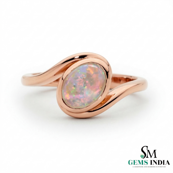 Oval Opal Bypass Ring – Modern Opal Engagement Ring