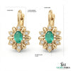Vintage Style Emerald Floral Hoop Earrings – Diamond Accent