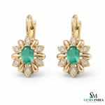 Vintage Style Emerald Floral Hoop Earrings – Diamond Accent