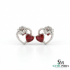 Heart Shaped Natural Ruby Stud Earrings - Valentine Gift for Her