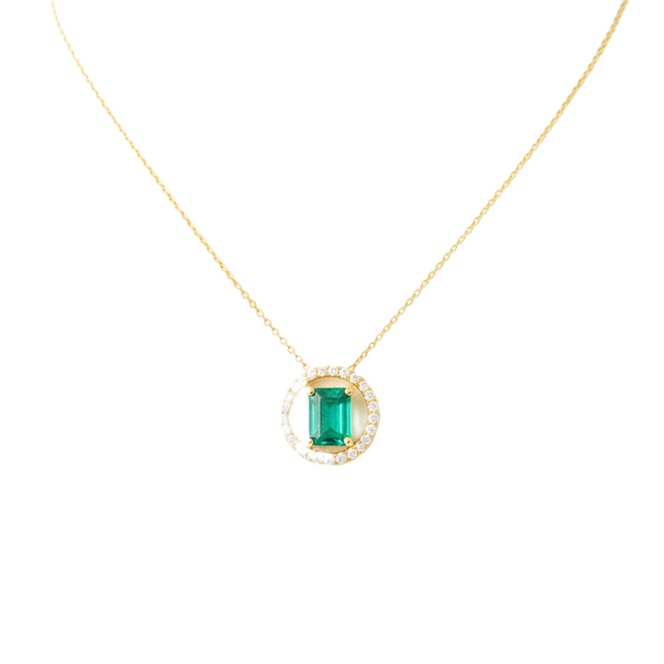 Elegant Green Natural Emerald and Diamond Circle Pendant – Fine Gold Jewelry