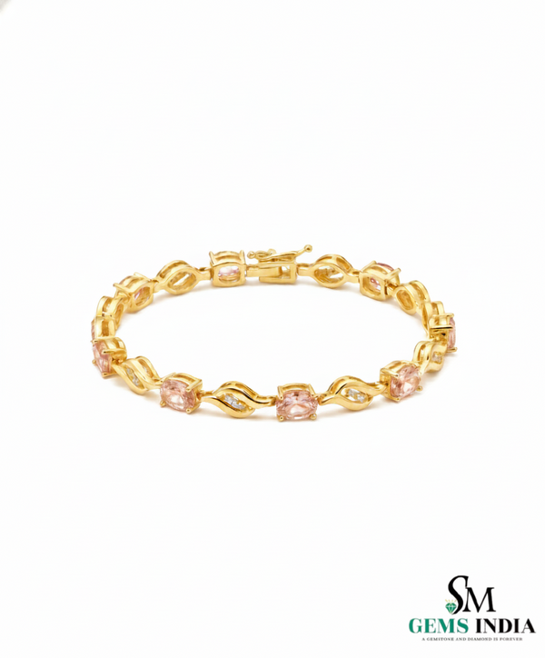 Luxury Morganite & Diamond Tennis Bracelet - Gold Bracelet for Women