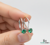 Round Cut Green Emerald Solitaire Drop Earrings – Classic Minimalist Fine Jewelry