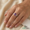 Oval Amethyst Criss Cross Ring in Gold with Diamond Accents