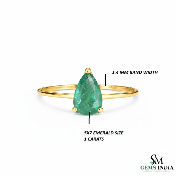 2 Karat Herzform-Smaragd- und Diamantring aus 14 Karat Gold, Smaragd-Verlobungsring