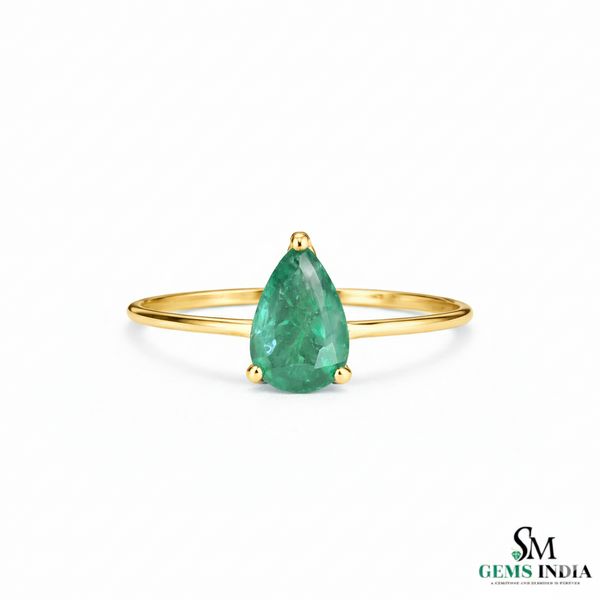 2 Karat Herzform-Smaragd- und Diamantring aus 14 Karat Gold, Smaragd-Verlobungsring