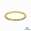 Elegant Emerald Cut Green Gemstone & Diamond Tennis Bracelet