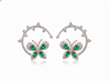 1.80 carat 14k Gold Marquise Emerald Butterfly Huggie Earrings Natural Emerald & Diamond