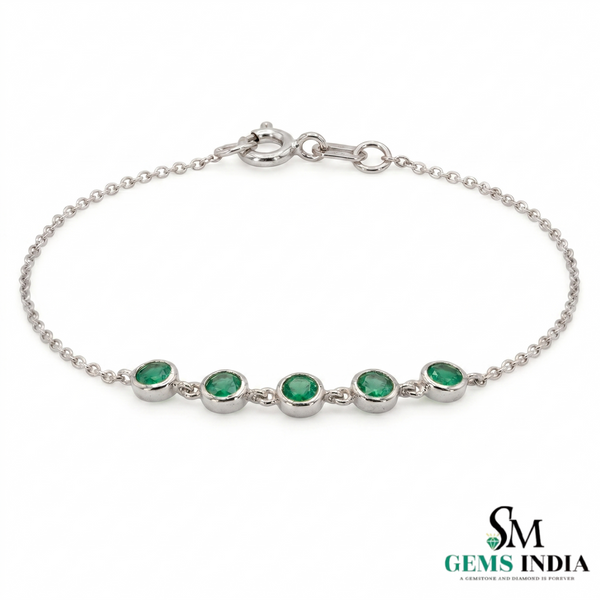 Elegant Round Fine Green Emerald Fine Chain Jewelry - Elegant Gift For Her