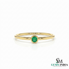 Tiny Emerald Ring Minimalist Green Stone Stacking Band for Women
