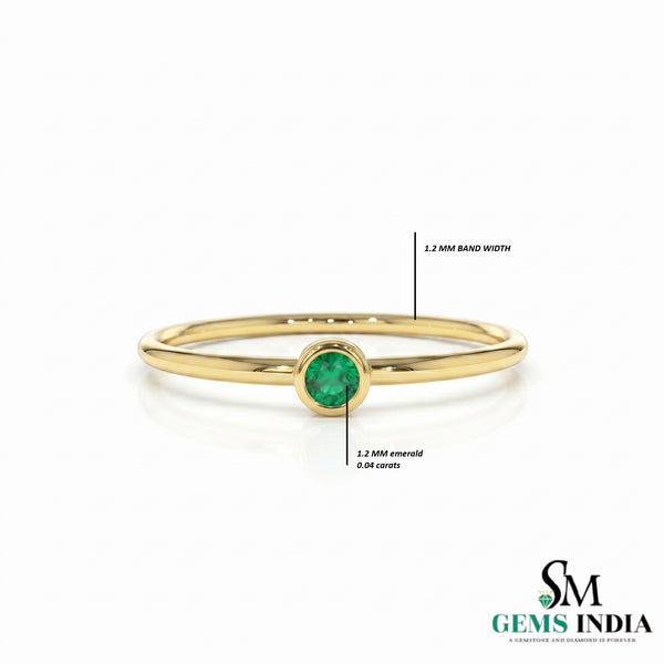 Tiny Emerald Ring Minimalist Green Stone Stacking Band for Women