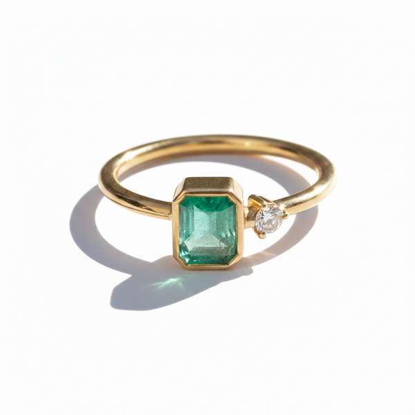 1 Carats Emerald Cut Natural May Birthstone Emerald Solitaire Ring - Women Wedding Gift Ring