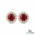 Round Ruby Halo Stud Earrings with Diamonds - Elegant Ruby Gold Stud Earrings