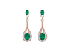 3.20 carat Oval Natural Emerald Teardrop Earrings in 14k Gold Diamond Accent Drop Style
