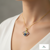 Rainbow Evil Eye Pendant Multicolor Baguette Gemstones in Gold