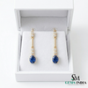Oval Tanzanite Drop Earrings with Diamond Bar - Gift for her