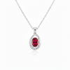 Oval Ruby & Diamond Halo Pendant Special Surprise gift for her