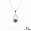 Emerald Teardrop Halo Pendant in 14k Gold emerald jewelry for women