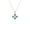 Pear shaped Natural Emerald and Diamond Four-Leaf Clover Pendant in 14K Gold Gift for her