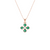 Pear shaped Natural Emerald and Diamond Four-Leaf Clover Pendant in 14K Gold Gift for her