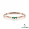 Elegant Three Emerald Ring - Dainty Minimal Silver Stacking Ring