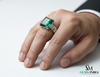 Mens Emerald Octagon Ring: Genuine Zambian Gem, Solid Gold