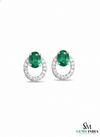 Oval Cut Emerald Diamond Drop Earrings – Timeless Emerald Halo Earrings