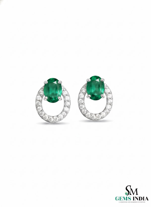 Oval Cut Emerald Diamond Drop Earrings – Timeless Emerald Halo Earrings