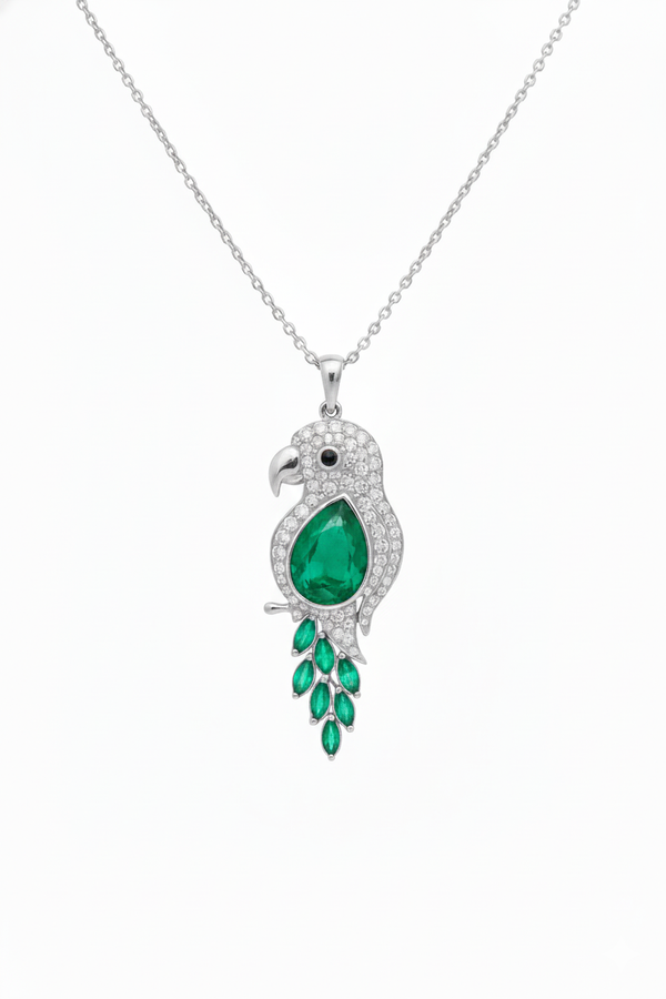 4.50 carat Green Pear Emerald Parrot Pendant Dazzling Gold Pendant for Elegant Style
