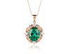 4.3 CARAT Oval Emerald and Diamond Halo Pendant in Solid Gold Timeless Green Gemstone Jewelry