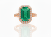 4.50 carat Emerald cut Natural Emerald and Diamond Engagement Ring Unique Gift for her