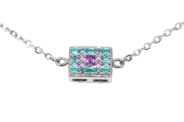 Natural Emerald & Diamond Baguette Necklace in 14K Solid Gold Fine Gift for Her