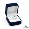 Round Natural Emerald Center Diamond Side Stone Curved Band Ring