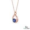 Elegant Oval cut Blue Tanzanite & Diamond Teardrop Pendant