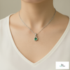 1.10 Round Natural Emerald pear-shaped open-frame design Pendant 14k Gold Solitaire Necklace