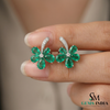 Natural Emerald Pear Cut Floral Earrings – Diamond Center Gold Studs