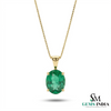 Oval Cut Emerald Pendant in 14k Gold – Classic Solitaire Design