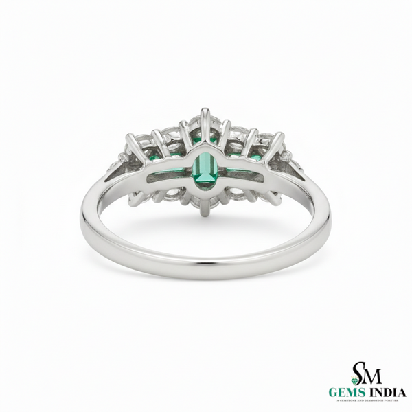 Three Stone Emerald and Diamond Cluster Ring – Fine Gold Jewelry