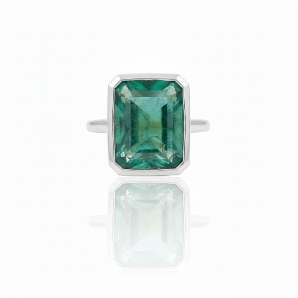 10 Carats Natural Emerald Solitaire Ring For Unisex Men's And Women 14k Gold Engagement Ring