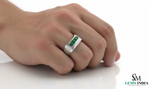 Natural Zambian Emerald Men's Ring: 14k Gold May Birthstone
