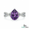 Pear Cut Amethyst Infinity Twist Ring - February birthstone ring