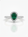 1.10 carat Pear Shape Natural Emerald And Diamond Engagement Ring in 14k Solid Gold Minimalist Fine Jewelry