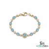 Round Natural Aquamarine Bracelet for Women - March Birthstone Gift