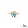 Round Cut Turquoise Flower Ring In 14k Gold – Floral Statement Ring